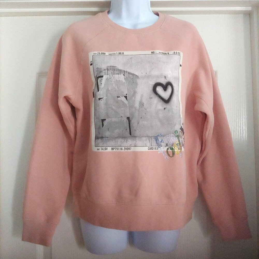 Zadig & Voltaire Photoprint Heart Enjoy Today Dusty Pink Soft Sweatshirt
